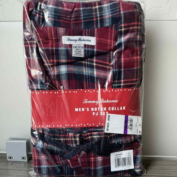 Tommy Bahama Flannel Long Sleeve & Pants Pajama PJ Set  $105 Red Plaid - Picture 10 of 13